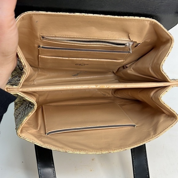 Vintage Bellestone Python Snakeskin Double Handle Handbag - Picture 9 of 16